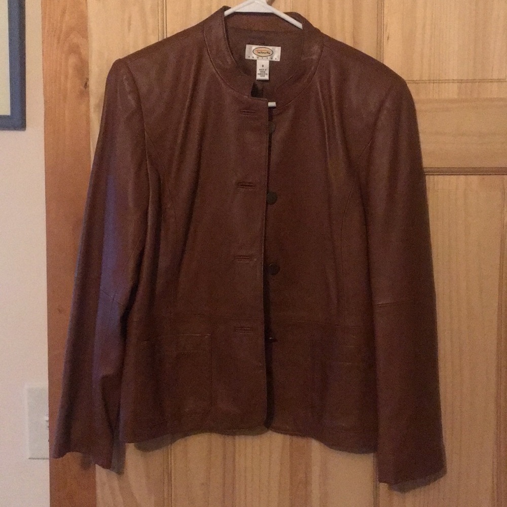 Cognac faux leather jacket from Talbots NWOT